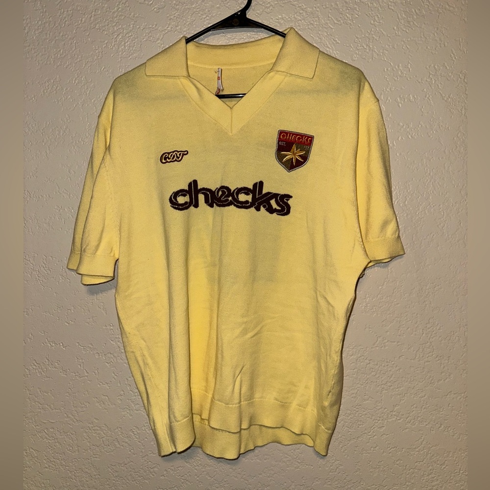Checks embroider yellow polo